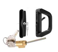 Ensemble de poignées de porte coulissante de terrasse avec clés - Poignée de rechange - Noir - Double face - Crochet simple face - Verrou d'amarrage coulissant