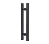 Ensemble de poignées de Porte coulissante Moderne Noir Mat, Barre de Traction Ronde Double Face en Forme de H, 150 cm x 110 cm, Tous Les Accessoires d'installation Inclus