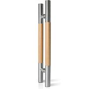 Ensemble de poignées de porte coulissante robustes de 80 cm en acier inoxydable pour portes en verre avec barre d'appui en bois massif Installation dos à dos et élégante