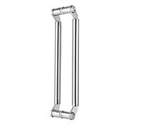 Ensemble de poignées de porte de grange en acier inoxydable - Poignée ronde en verre pour garage, abri de jardin, bureau - 120 cm - Finition rose élégante