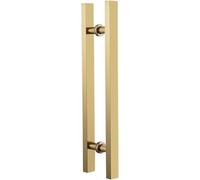 Ensemble De Poignées De Porte en Acier Inoxydable, Poignée De Porte Poussée en Forme De H des Deux Côtés avec Tous Les Raccords D’Installation, Barre, Gold, 150cm/60in-110cm