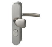 Ensemble de poignées de sécurité palière pour porte d'entrée béquille et aileron entr'axes 216mm anodisé inox - THIRARD