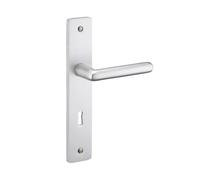 Ensemble de poignées pour porte de chambre Crecy trou de clé carré 7mm entr'axes 195mm anodisé argent - THIRARD