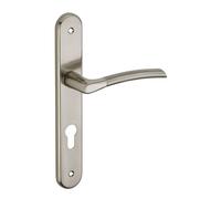 Ensemble de poignées pour porte d'entrée - Eris - Trou de cylindre - Carré 7 mm - Entr'axes 195 mm - Nickelé brossé