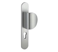 Ensemble de poignées pour porte d'entrée palière Crecy trou de cylindre carré 7mm entr'axes 195mm anodisé argent - THIRARD