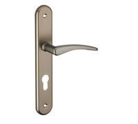 Ensemble de poignées pour porte d'entrée Vesta trou de cylindre carré 7mm entr'axes 195mm nickelé satiné - THIRARD