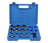 Ensemble de Poinçon Creux de Cuir, 13Pcs Outil de Poinçonnage de Trou de Ceinture de Cuir Perforatrice Creuse avec Poignée pour Bricolage- 5-35 mm- Étui de Rangement Bleu
