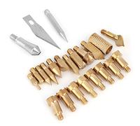 Ensemble de Pointes à Bois, Pochoir à Souder en Laiton Pointe de Stylo pour Gaufrage Adultes Débutants Pyrogravure Bricolage Travail Sculpture 23 Pièces