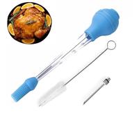 Ensemble De Poire À Dinde,comprenant Un Injecteur De Marinade À Viande Avec Brosse À Badigeonner for Barbecue Et Brosse Nettoyage, Pour La Cuisson, Steak Dinde Et Bœuf Au Barbecue(Blue)