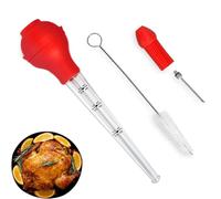 Ensemble De Poire À Dinde,comprenant Un Injecteur De Marinade À Viande Avec Brosse À Badigeonner for Barbecue Et Brosse Nettoyage, Pour La Cuisson, Steak Dinde Et Bœuf Au Barbecue(Red)