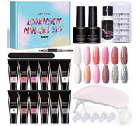 Ensemble de poly extension gel 12PCS avec lampe UV et outils poly nail extension gel gel pour extension d'ongle poly ongle gel