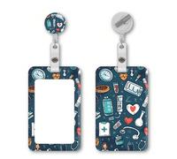 Ensemble de porte-badge pour infirmière médicale avec protecteur de carte d'identité en PVC, enrouleur rétractable, mousqueton, fenêtre transparente et fermeture sécurisée - Cadeau d'hôpital durable P