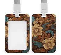 Ensemble de porte-badges à motifs floraux ornés, étui de protection en plastique ABS durable avec cordon, fente à tirer/pousser, porte-badges élégants pour usage professionnel au bureau