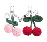 Ensemble de porte-clés cerises fabriqués à la main avec fermeture sécurisée pour sacs clés, joli porte-clés à la mode, paire de fils doux, accessoire de porte-clés fait à la main