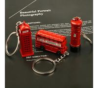 Ensemble de porte-clés de monuments britanniques, bus rouge iconique, cabine téléphonique, boîte aux lettres, véhicule tout-terrain. Souvenir de voyage à Londres en alliage de zinc avec peinture émail