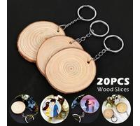 Ensemble De Porte-Clés En Bois - 20 Copeaux De Pin Naturel En 3 Tailles Pour Projets De Bricolage Et De Personnalisation
