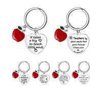 Ensemble de porte-clés enseignant 6 pièces, cadeau de fête des enseignants pour hommes et femmes, anniversaire, saison de remise des diplômes, cadeau de remerciement de Thanksgiving.