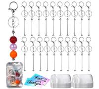Ensemble de porte-clés perlables avec pochettes refermables et cartes de remerciement, 90 pièces, porte-clés vierges, porte-clés en métal pour perles, pour, fabrication de bijoux