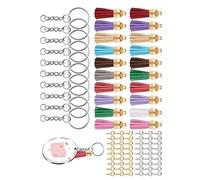 Ensemble de Porte-clés Vierges, Porte-clés en Acrylique Vierge, 200 Pièces, Compacts et Durables avec Glands pour la Maison (GOLD)