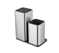 Ensemble de porte-couteaux créatifs en acier inoxydable, panier rangement 2 1 for ustensiles cuisine(Two-in-one kitchen knife block)