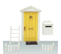 Ensemble de Porte de fée Miniature | Kit de Porte de Maison de fée | 1:12 Porte en Bois, Portes De Fée Chambre D' avec Échelle, Clôture, Boîte Aux Lettres, Coussin De P