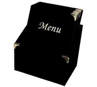 Ensemble de porte-menu Securit® + 10 protège-menus format A4 - Classic - Couleur noir et or - 30,5x27x20cm