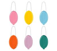 Ensemble de Porte-Monnaie 6 pièces avec chaînes, Color 1 | Construction de pochette en PVC, forme ovale avec une ouverture centrale, attaches à perles pour clés