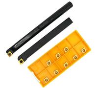 Ensemble de porte-outils de tournage avec barre d'alésage 3/8" et lot de 10 inserts en carbure CCMT060204 pour usinage industriel, SCLCR 1010H06 & S10K-SCLCR06, angle de 95°