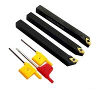 Ensemble de porte-outils de tournage CNC SDNCN1010H07 SDJCL1010H07 SDJCR1010H07, barre d'alésage en acier avec insert en carbure DCMT21.51, tige de 3/8", avec clé T8 pour le travail des métaux