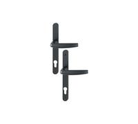Ensemble de porte plaque étroite Atlanta 1530/300LMSGL Clé i HOPPE - Noir mat - Entraxe 92 - ép.58-67 - 3303795