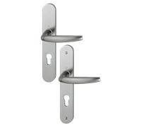 Ensemble de porte plaque large Atlanta HOPPE 1530/300M aspect inox F9 - 195mm - Clé i - entr.7/70 C7 ép.78/87mm - 3609170