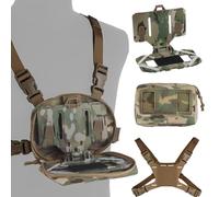 Ensemble de Porte-plaques Tactique 3 en 1, Pochettes pour Gilet, Porte-plaques Airsoft, Support de Téléphone Molle, Support de Téléphone Pliable Grand Angle(CP)