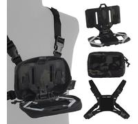 Ensemble de Porte-plaques Tactique 3 en 1, Pochettes pour Gilet, Porte-plaques Airsoft, Support de Téléphone Molle, Support de Téléphone Pliable Grand Angle(BCP)