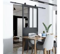 ENSEMBLE DE PORTES COULISSANTES AREZZO VERRE LOFT AVEC GUIDE DE CÂBLE FREIM (Transparent, 100X210)