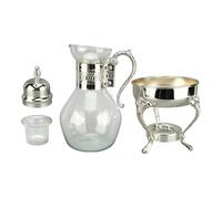 Ensemble de pot à café en verre, pichet à eau chauffable avec couvercle et tasse de style vintage à thé froid chaud avec poignée ergonomique pour la maison et le bureau (Argent)