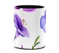 Ensemble de pot à crayons rond coloré et élégant avec motif floral violet pour bureau, maison, école, bureau, fournitures de papeterie (7,9 x 9,9 cm)