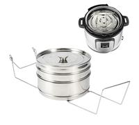 Ensemble de pot à vapeur empilable 3 niveaux, insert vapeur en acier inoxydable avec couvercle de poignée pliante pour cuivre pression 6/8qt Pots carottes pour les légumes Cuisine