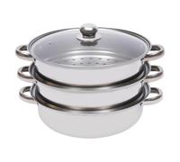 Ensemble de pot à vapeur - ustensiles de cuisine multi-fonctionnaires en acier inoxydable avec couvercle en verre, pot à vapeur empilable à 2 niveaux, cuisson saine et préparation de repas pour les bo