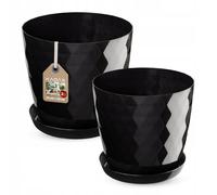 Ensemble de pot de fleurs KADAX avec dessous de plat, en plastique, 25 cm + 3...