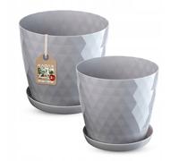 Ensemble de pot de fleurs KADAX avec dessous de plat, en plastique, 25 cm + 3...