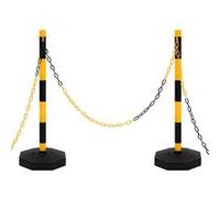 Ensemble de poteaux à chaîne avec chaîne en plastique 10 m jaune et noir G