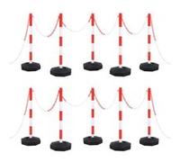 vidaXL Ensemble de Poteaux à Chaîne avec Chaîne en Plastique Panneaux de Sécurité Avertissement Signalisation Circulation Parking Entrepôt 10 m