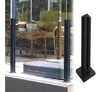 Ensemble de poteaux carrés noirs en verre de 95 cm - Poteaux de clôture en verre pour balcon, jardin, terrasse - Système de colonnes moderne pour espaces extérieurs élégants