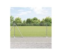 vidaXL Ensemble de poteaux de clôture 25 m – Lot de 2 – Argent galvanisé