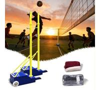 Ensemble de poteaux de Volley-Ball et de Badminton réglables avec Filet, 4 hauteurs réglables, Base Mobile Robuste, pour la Maison, la Salle de Sport, lécole et lextérieur.