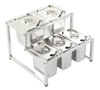 Ensemble de pots à condiments et épices, pot 2 niveaux, en acier inoxydable avec louches couvercles, ensemble sel étagère extensible