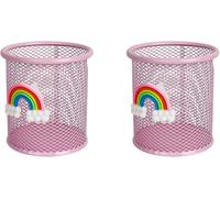 Ensemble De Pots À Crayons Roses - 2 Porte-Stylos Métalliques Pour L'organisation Du Bureau, 8,3 X 3,5 X 9,7 Cm, Design En Maille Antirouille, Idéal Pour La Maison/Le Bureau