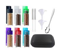 Ensemble De Pots À Épices - 6 PCS Verre PC Tissu Oxford | Récipients À Condiments Portables Rechargeables Avec Cuillère Et Entonnoir | Kit De Rangement À Épices Mini Camping Pour Voyage Pique-nique Or