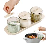 Ensemble de pots à épices pour condiments - Lot de bocaux d'assaisonnement en verre transparent | Conteneurs des pots en verre avec couvercle | Stockage de sel