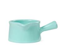 Ensemble de pots à lait en céramique 165 ml et 250 ml, pots à crème avec poignée (4 couleurs), jolis pichets à sauce for café, confiture, sirop(Light green,250ml)